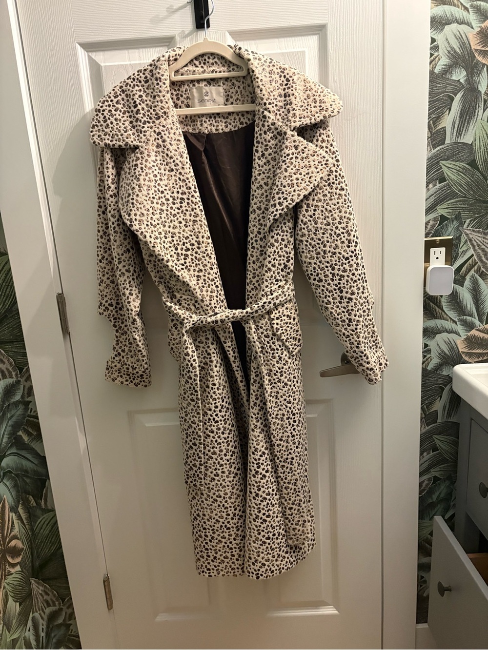 Leopard Print Trench Coat - Cream/Black/brown